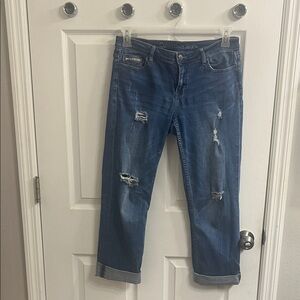 Calvin Klein Women's Dark Blue Ripped Boyfriend Jeans